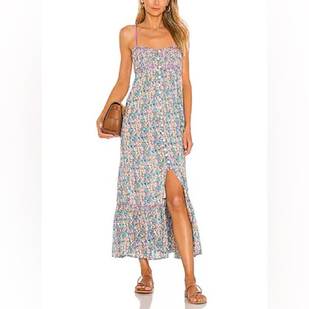 Free People Molly Jo Midi Dress in Blossom Combo Sz L